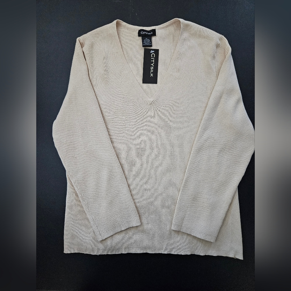 NWT - City Silk - Silk Blend Tan Jersey - Size XL